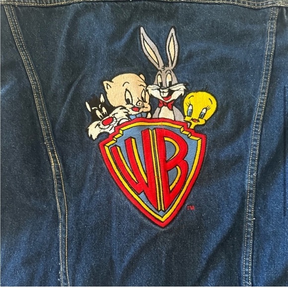 Disney Embroidered Denim Trucker Looney Tunes Blue Jean Jacket, Unisex Size S - Picture 7 of 11